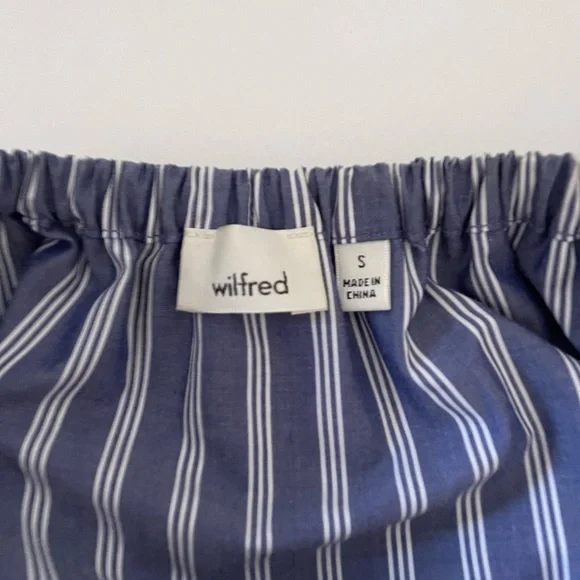 Aritzia Wilfred Blue Striped Crop Off the shoulder top size Small - Picture 5 of 5